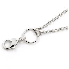 32 inch silvertone necklace with clip for floating glass lockets - Click Image to Close